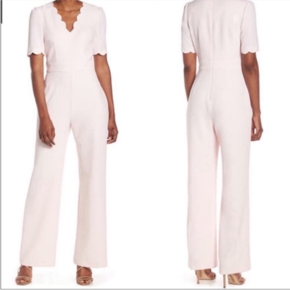 Harper Rose Blush Jumpsuit with Scalloped Sleeves